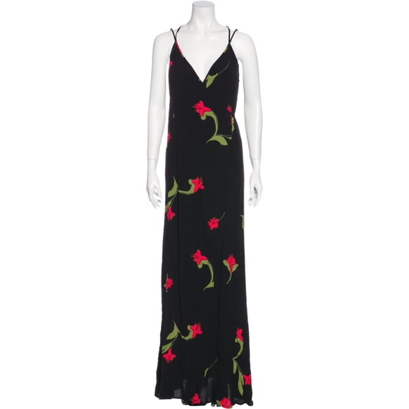 Reformation Seine Wrap Dress Black Floral - Picture 5 of 15